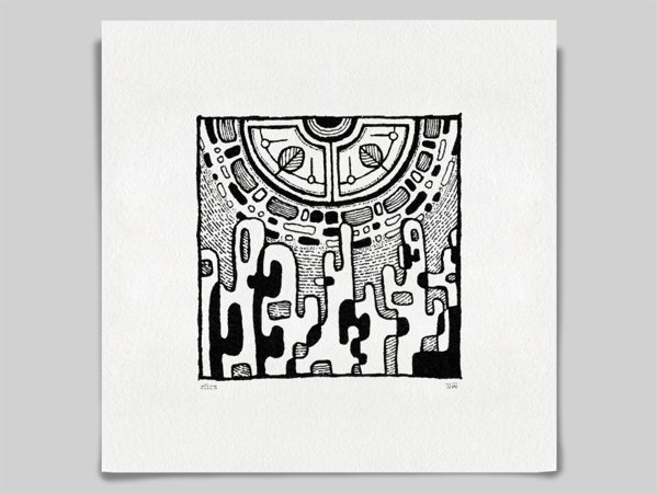 Fine art Giclée print of miniature ink drawing No.008 by River Ha