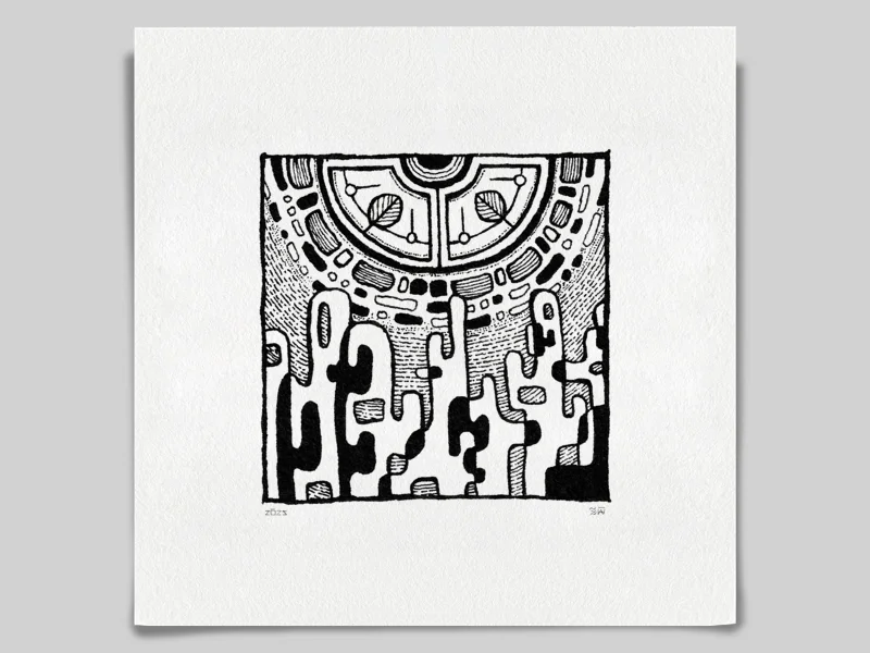 Fine art Giclée print of miniature ink drawing No.008 by River Ha