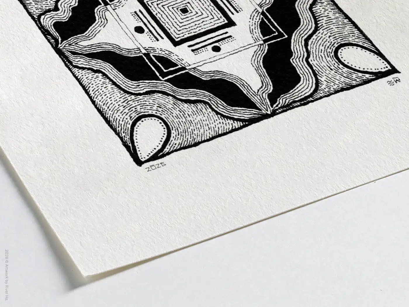 Fine art Giclée print of miniature ink drawing No.018 by River Ha