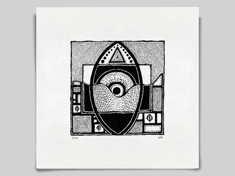 Fine art Giclée print of miniature ink drawing No.019 by River Ha