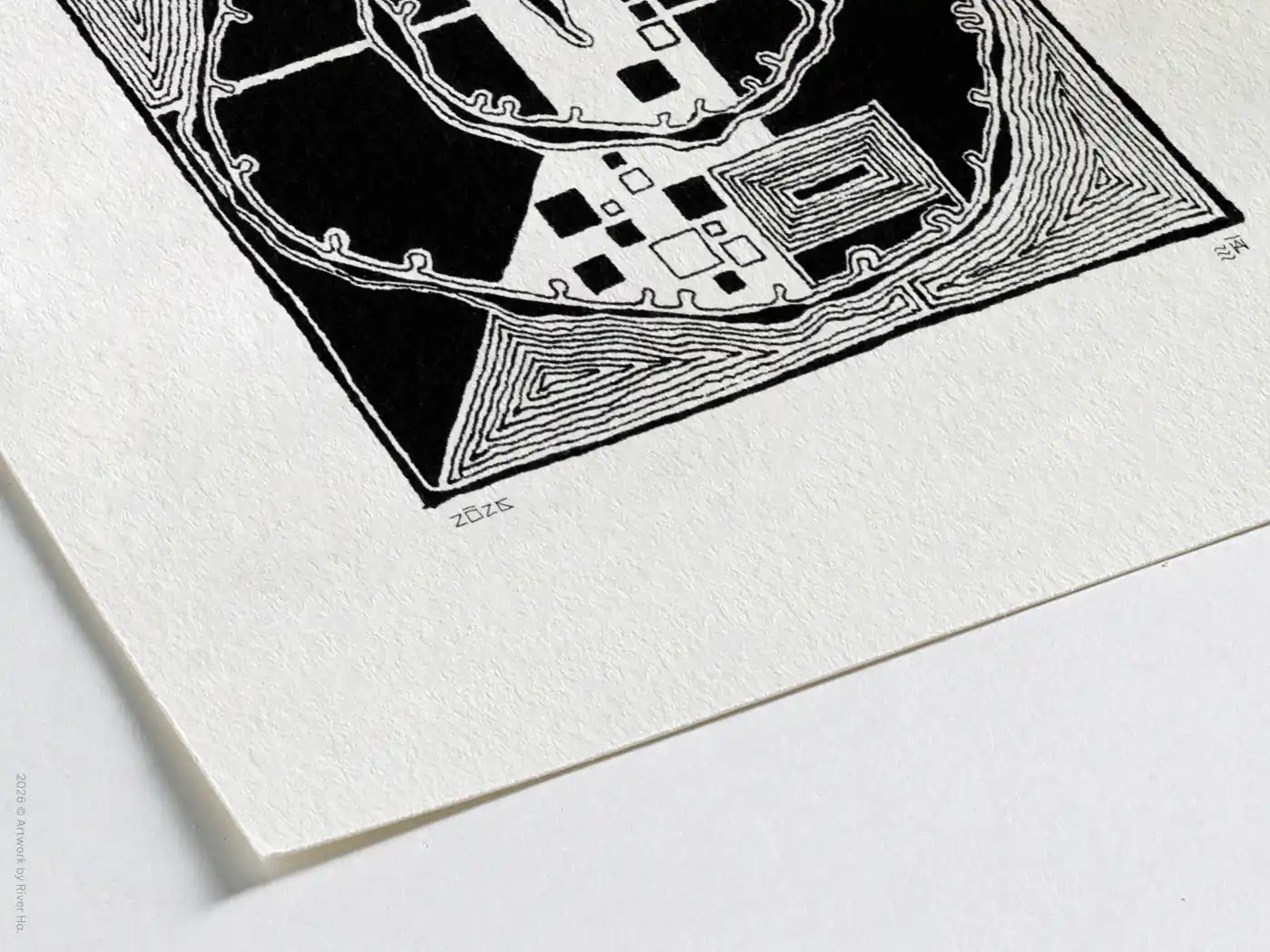 Fine art Giclée print of miniature ink drawing No.021 by River Ha