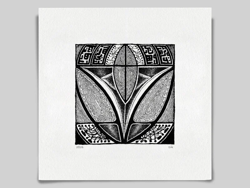 Fine art Giclée print of intuitive ink drawing No.023 by River Ha