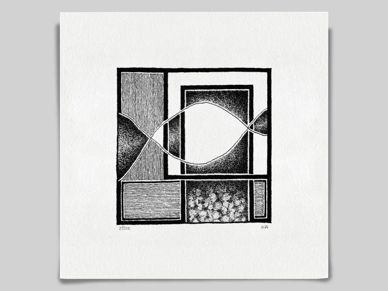 Fine art Giclée print of intuitive ink drawing No.024 by River Ha